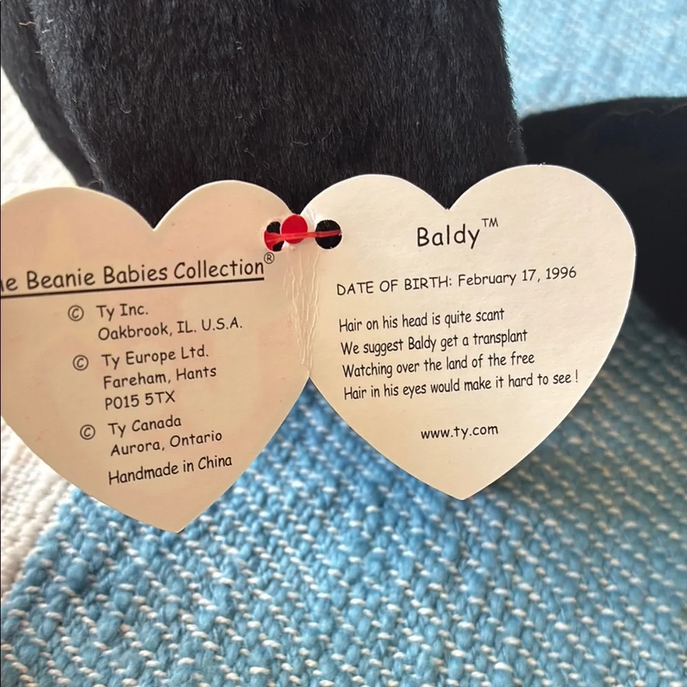Ty Black and White Baldy Eagle Bird Beanie Baby NWT